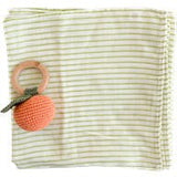Green Stripe Swaddle and Teether Set - Orange