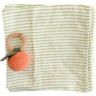 Green Stripe Swaddle and Teether Set - Orange