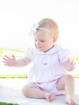 Spotted Girl Puppy Pima Bubble | Lt Pink Mini Stripe