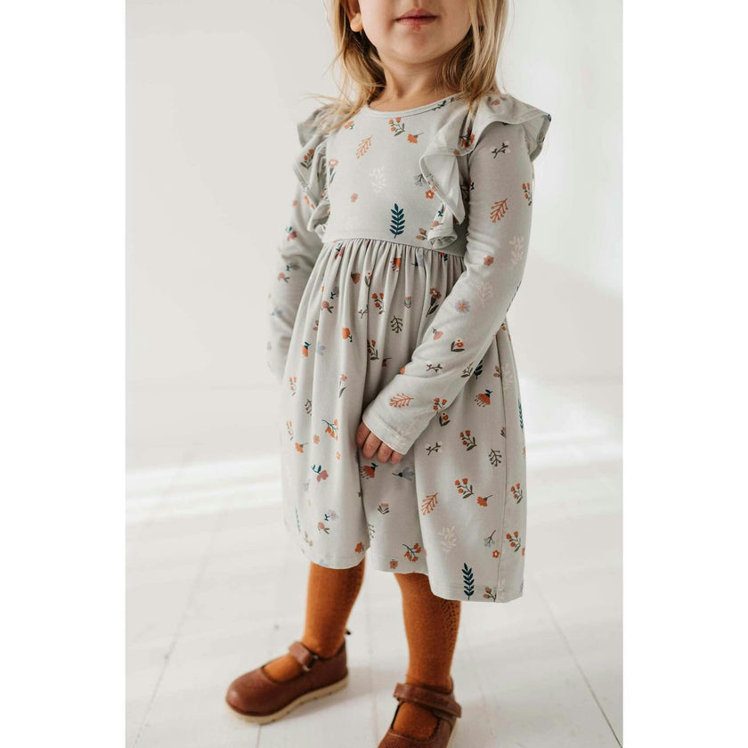 Girl's Long Sleeve Ruffle Dress