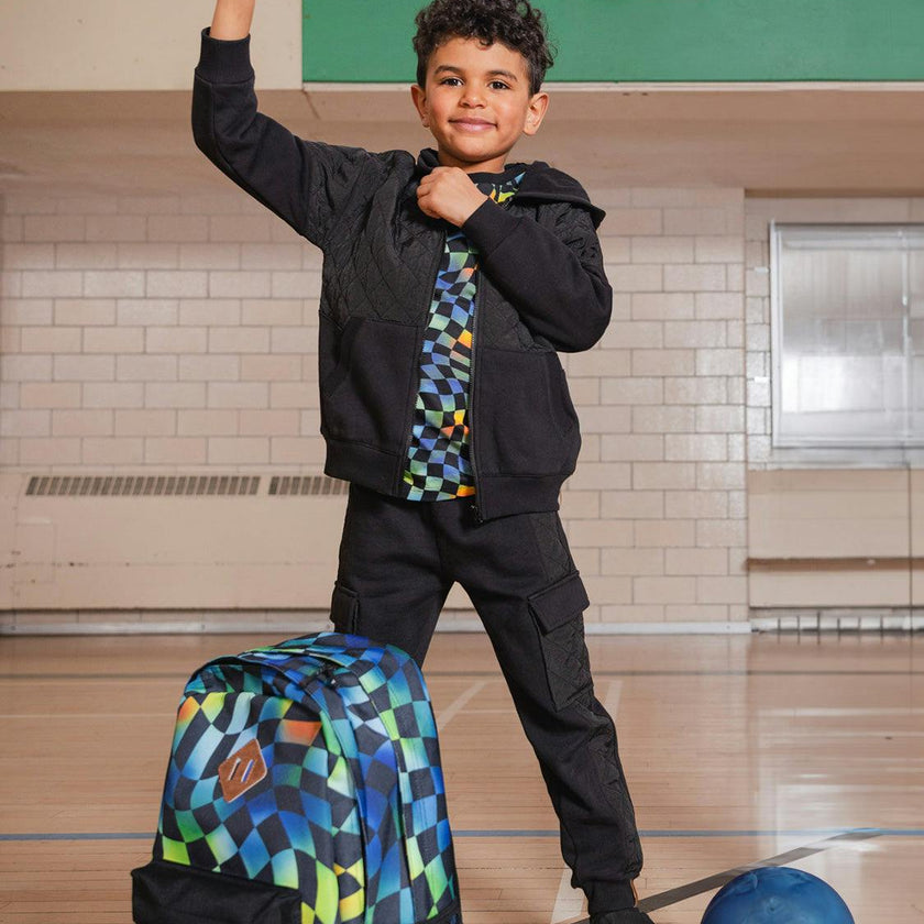 Little Boy Checkered Practical Spacious Durable Backpack