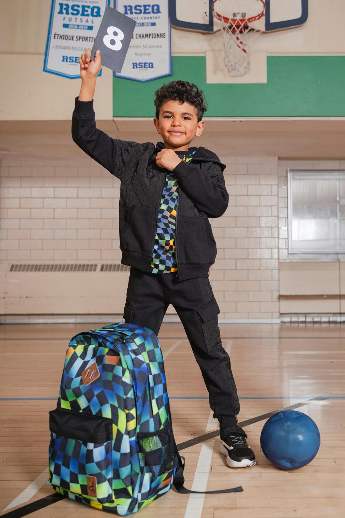 Little Boy Checkered Practical Spacious Durable Backpack