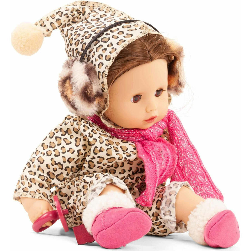 Muffin 13" Baby Doll with Brown Hair Sleepy Brown Eyes and Winter Outfit