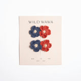 Crochet Clip Set in Wildberry Denim