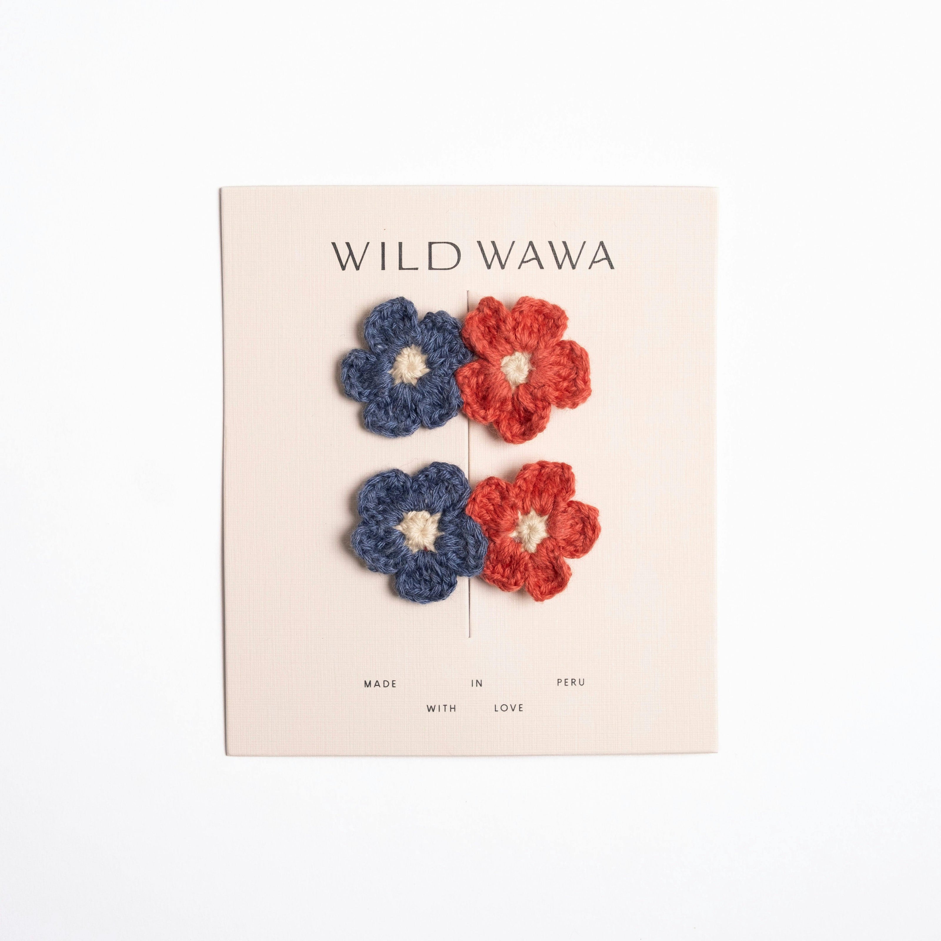 Crochet Clip Set in Wildberry Denim