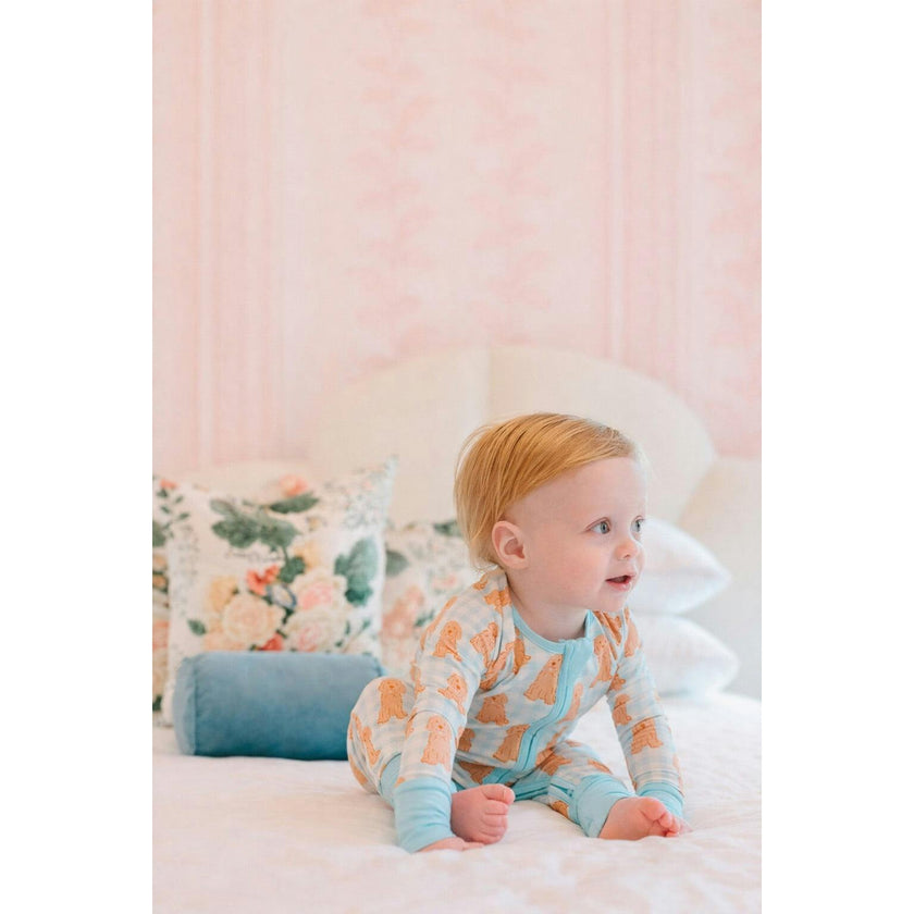 Blue Goldendoodle Bamboo Zipper Romper