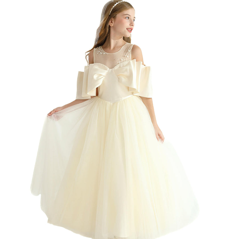 Champagne Tulle Bow Amica Dress