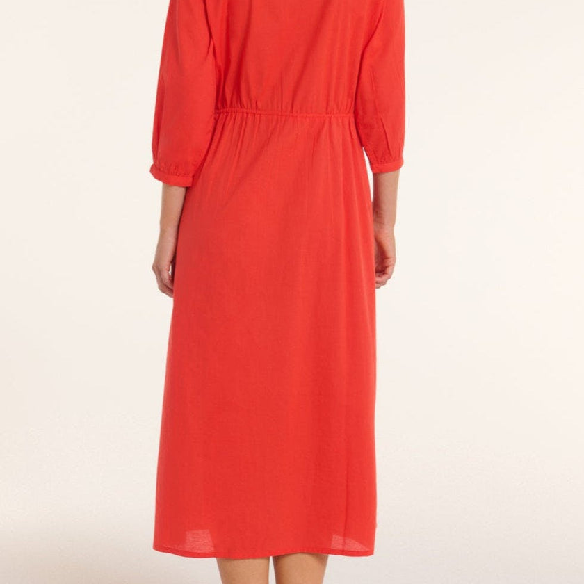 Natalia Cinched Tie Cover Up in Red Orange