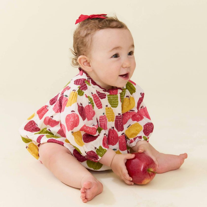Baby Girls Stevie Puff Sleeve Bubble - Pink Delicious Apples