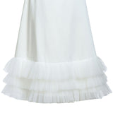 White Kendra Ruffle Hem Tie-Strap Dress