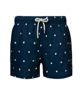 boys swim shorts polka dots navy