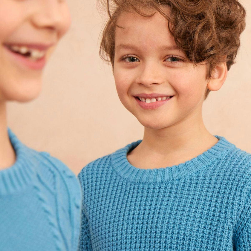 Waffle Knit Jumper | Iceland Blue