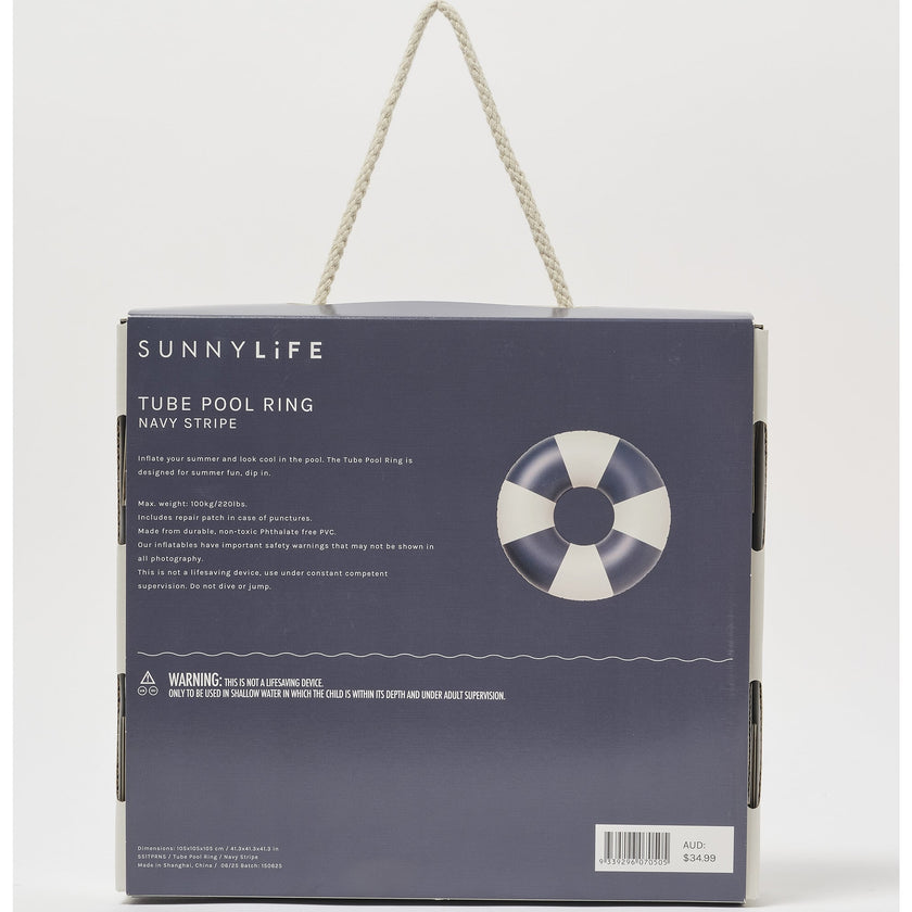Tube Pool Ring: Navy Stripe