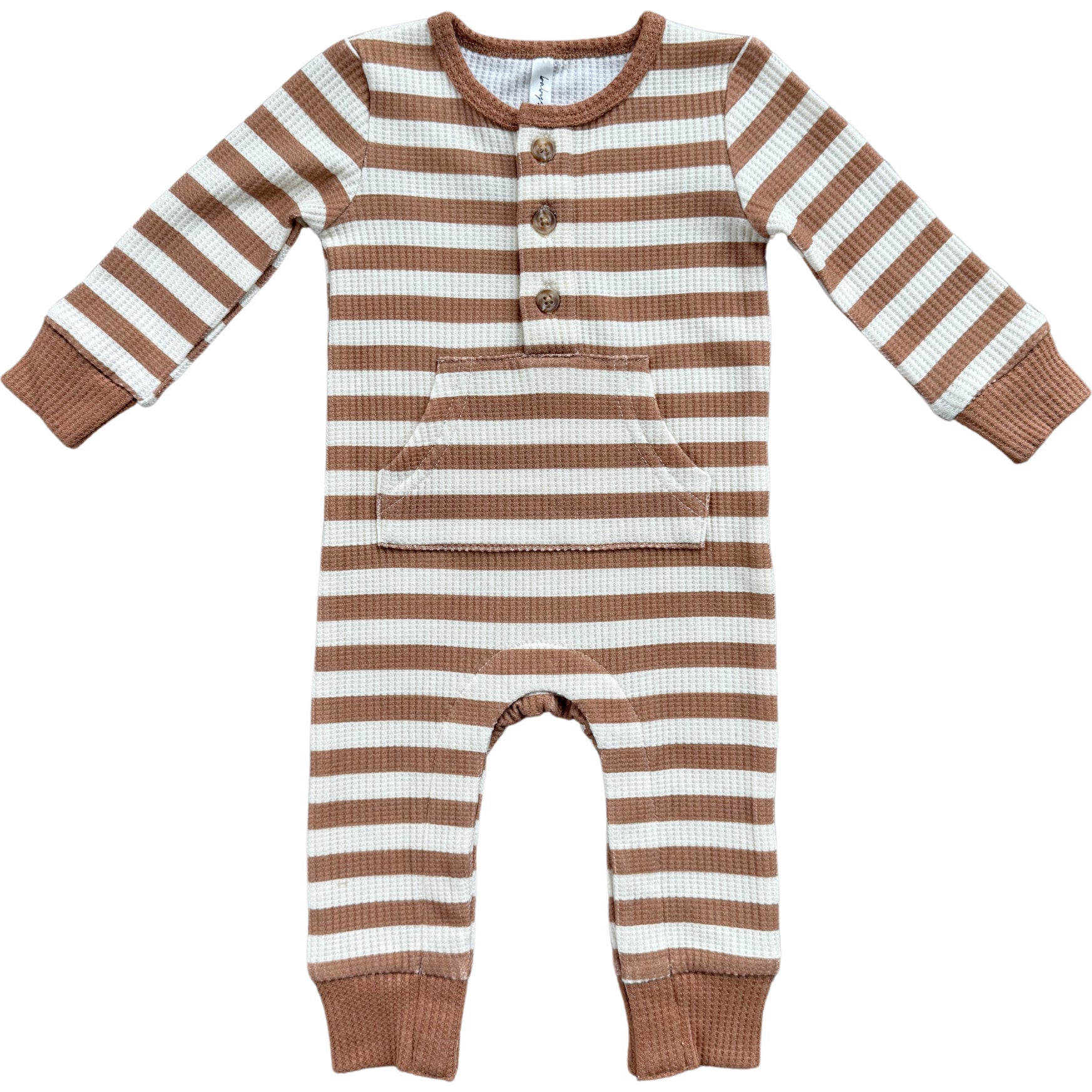 Waffle Romper Caramel Stripe