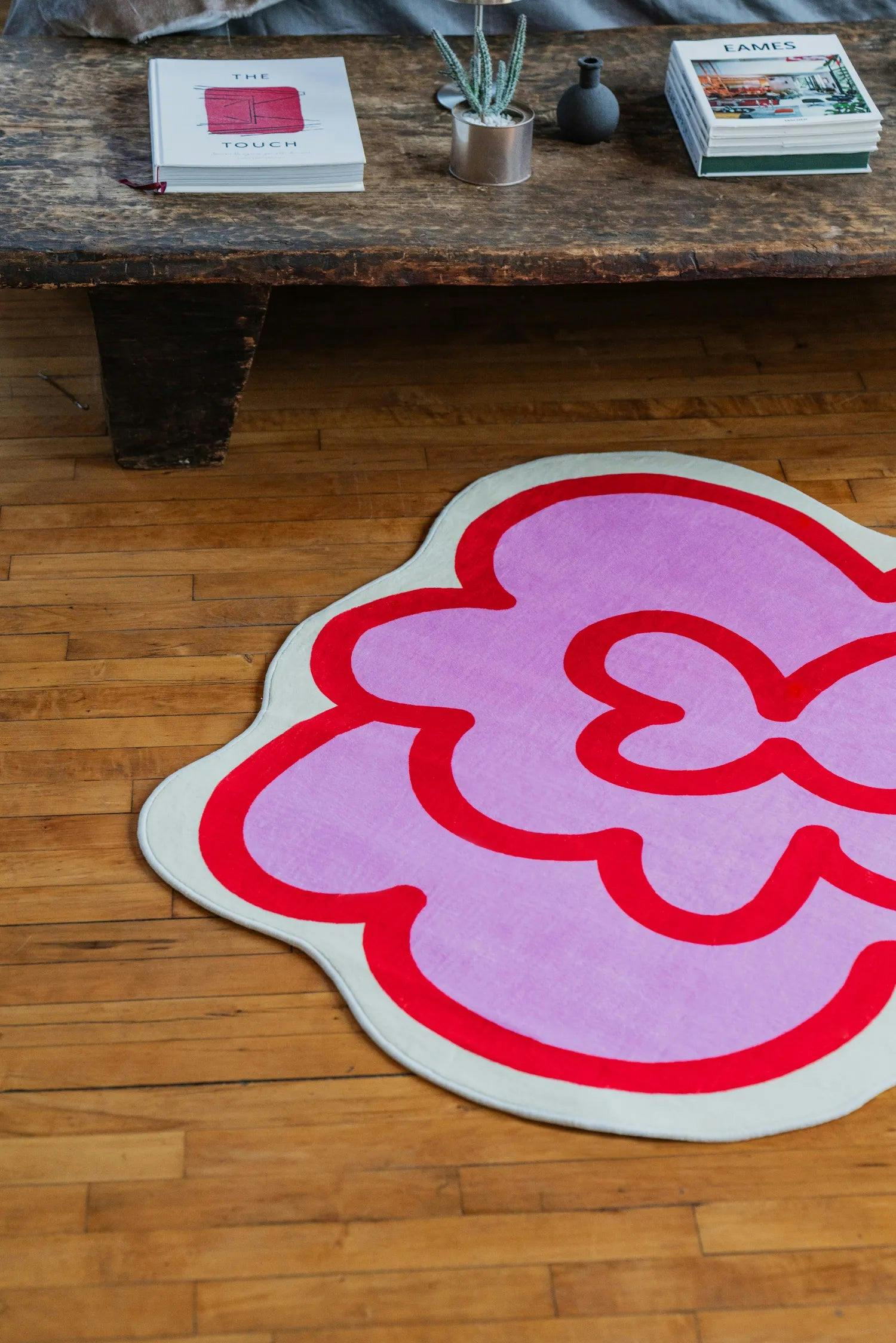Funky Flower Shaped Irregular Rug by Shayla Goethe