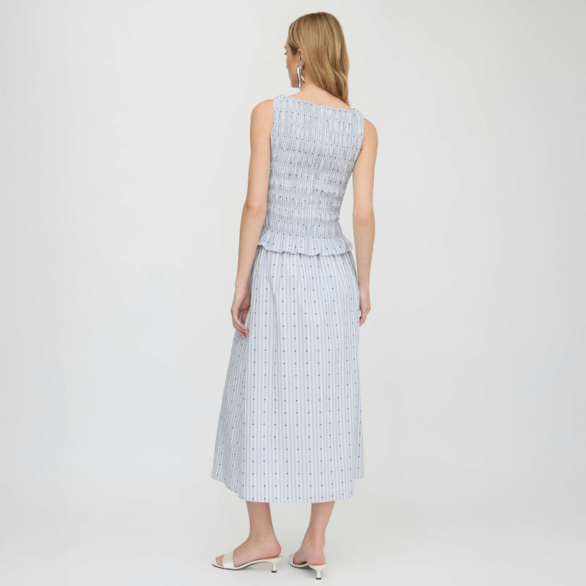 The Delphine Nap Skirt - Blue Swiss Dot