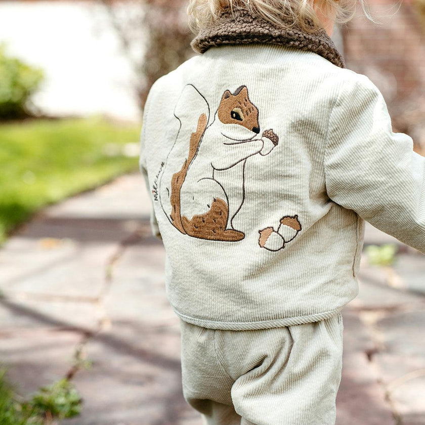 Beige Corduroy Sherpa Reversible Jacket