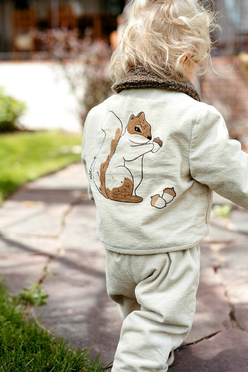 Beige Corduroy Sherpa Reversible Jacket