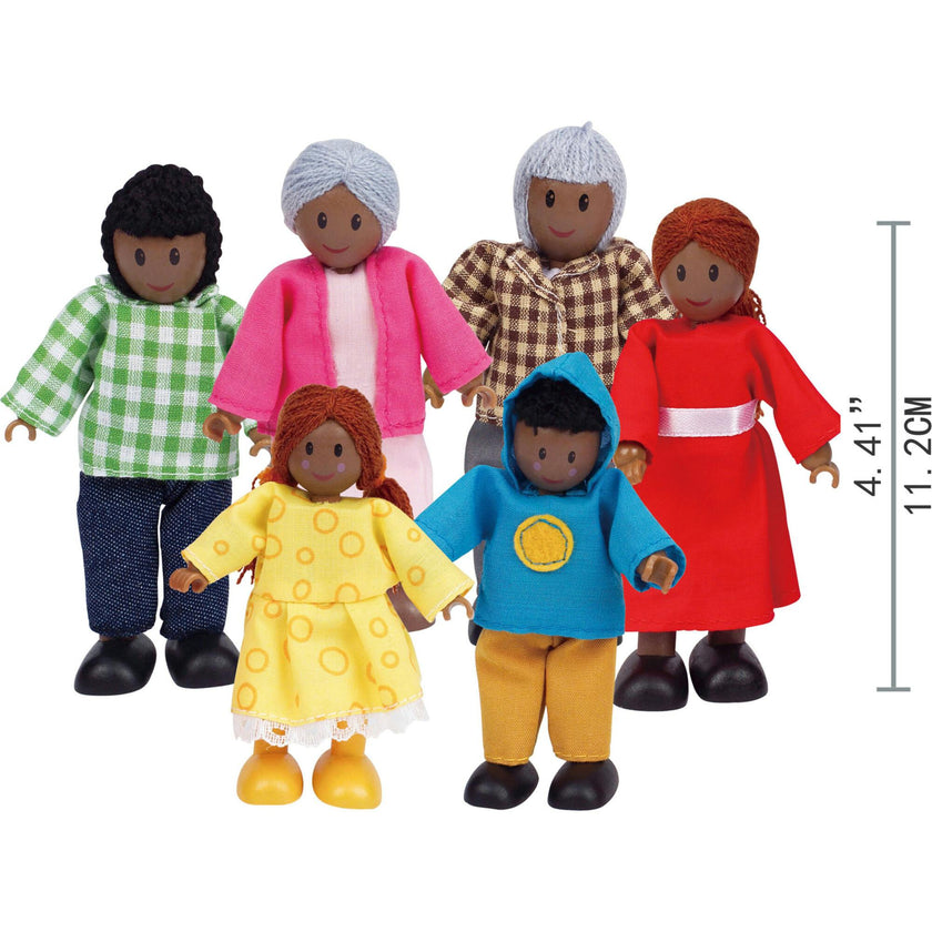 African American Happy Family Dollhouse Set W/ 6 Dolls