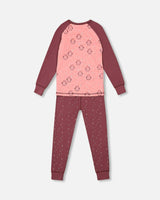 Organic Cotton Long Sleeve Two Piece Printed Penguins Pajama Set Pink