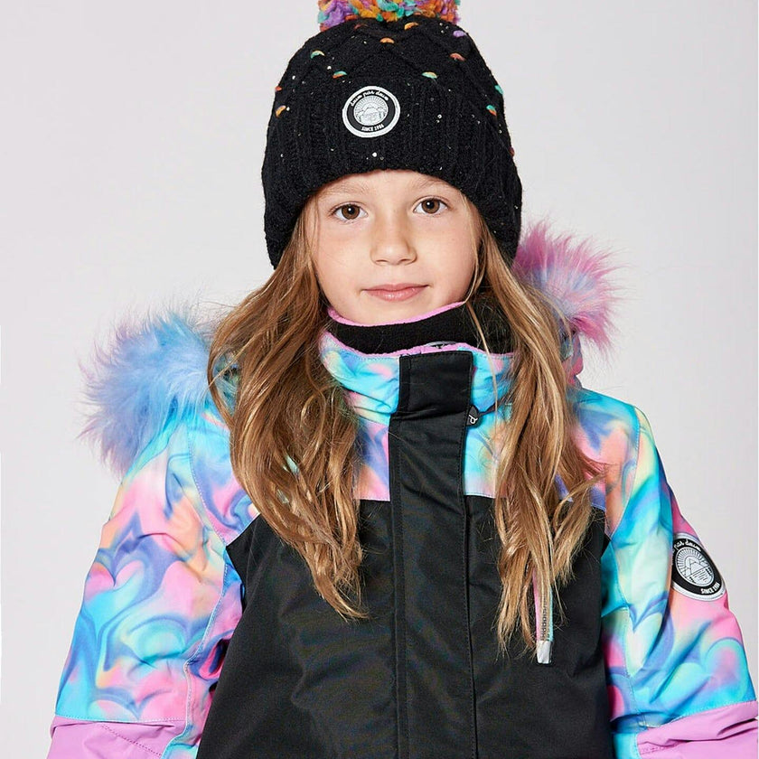 Lined Knit Pompom Hat with Little Sequins