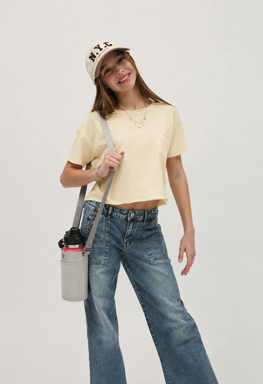 Raw Edge Short Sleeve Pocket Tee