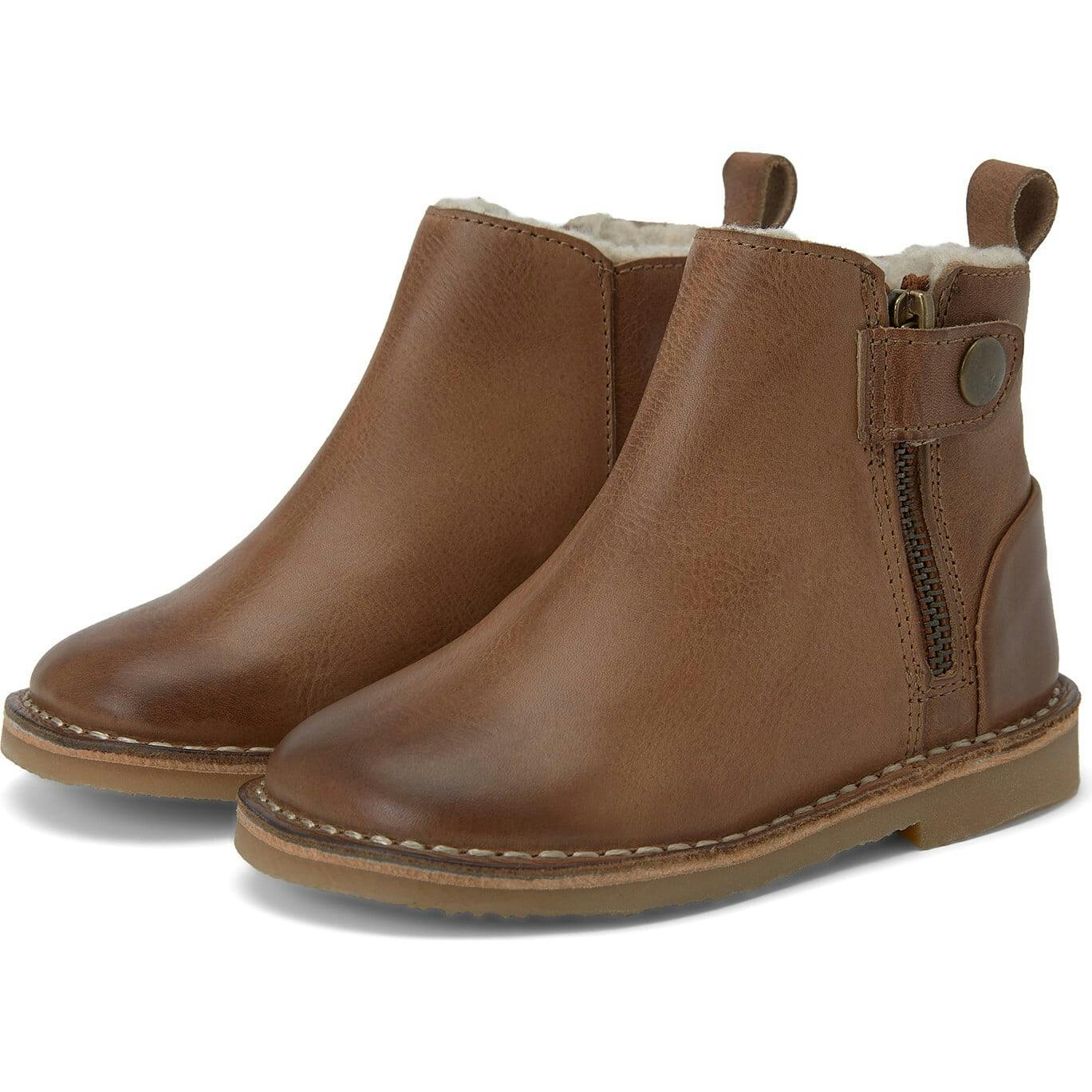 Winston Fur-lined Boot Tan Burnished Leather, Tan
