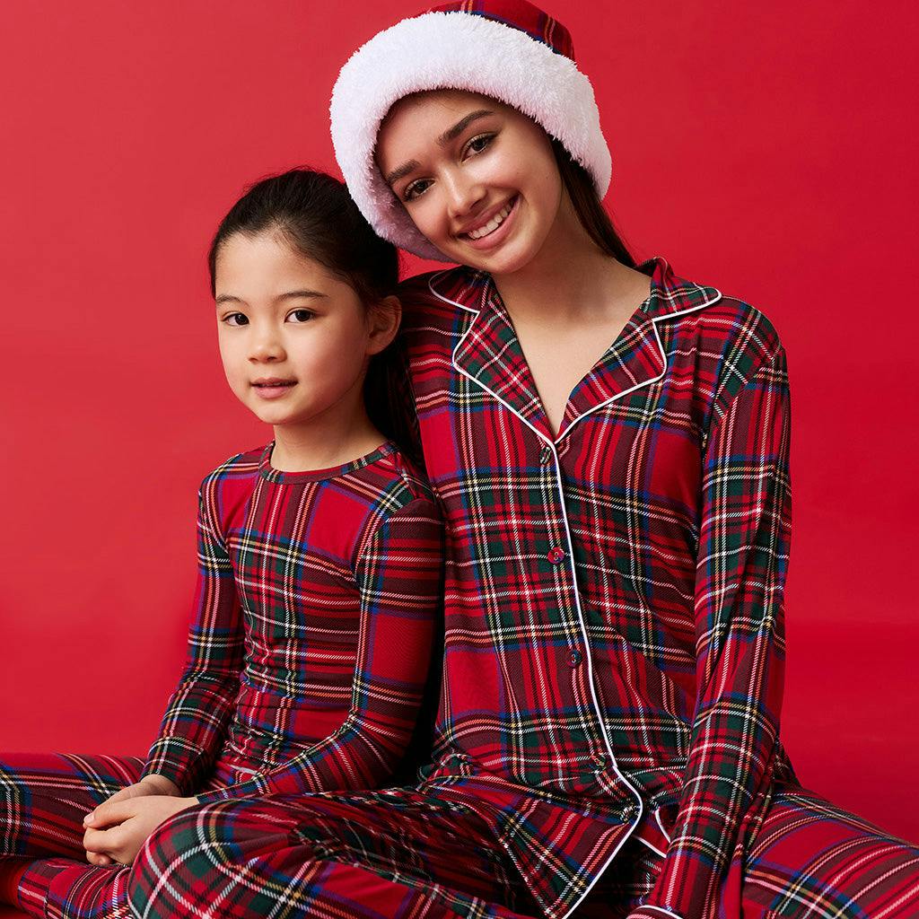 Red Tartan Plaid Women's Relaxed Pant Luxe Loungewear