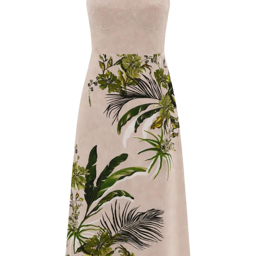 Wilson Neutral Botanical Midi Dress