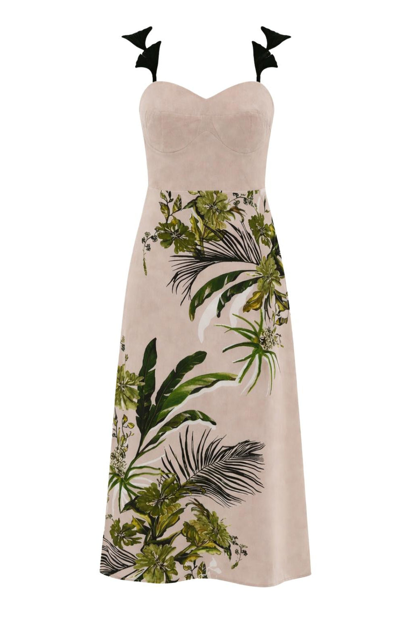Wilson Neutral Botanical Midi Dress