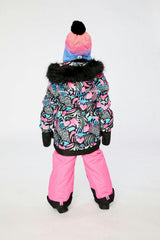 Two Piece Play Snowsuit Black Zebra Print With Pink Pants