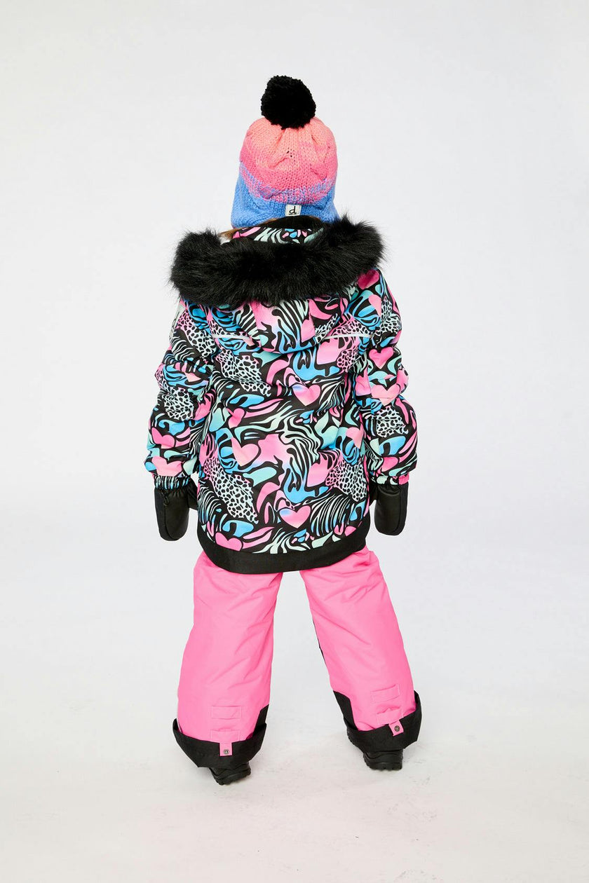 Two Piece Play Snowsuit Black Zebra Print With Pink Pants
