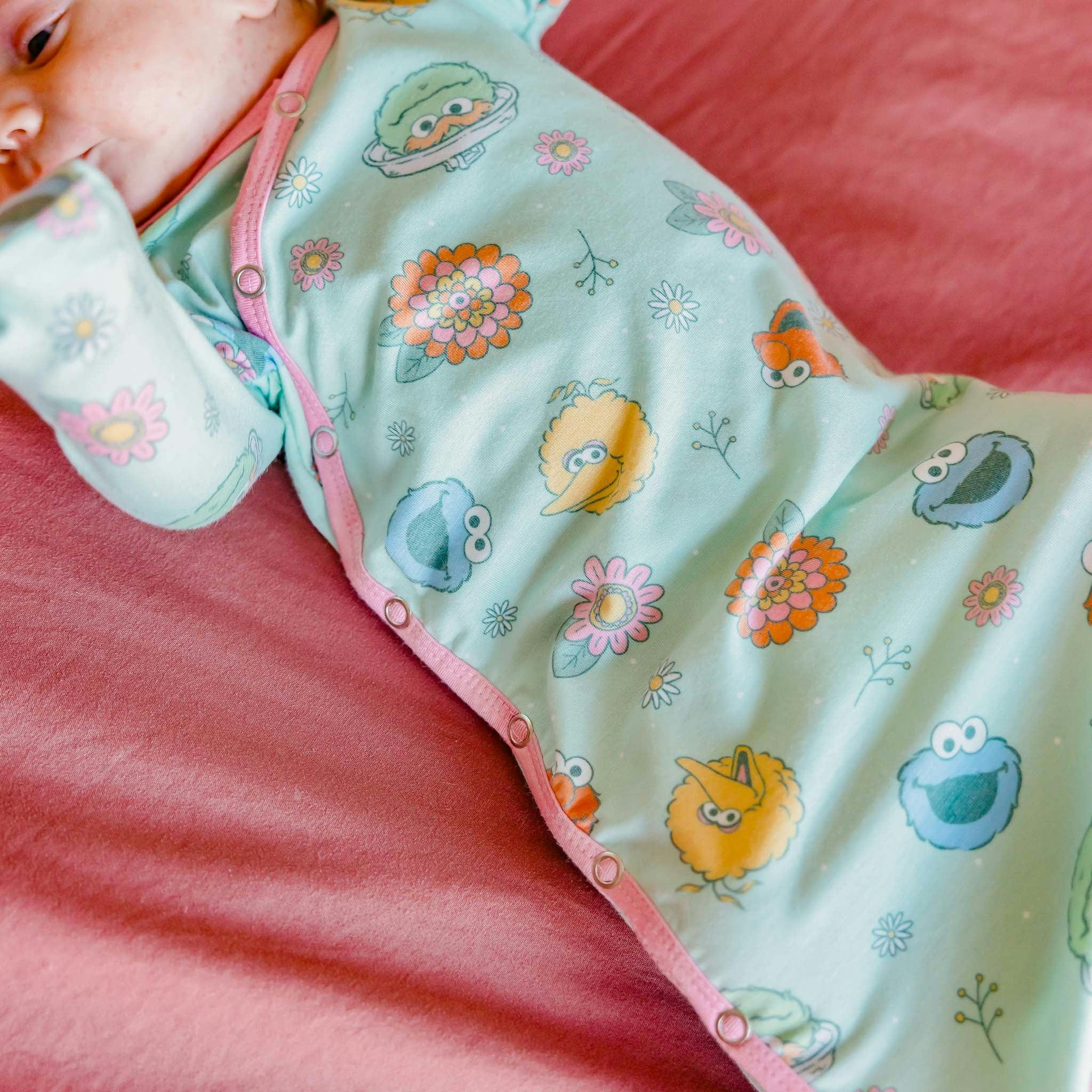 Newborn Knotted Gown - Sesame Street Retro Floral