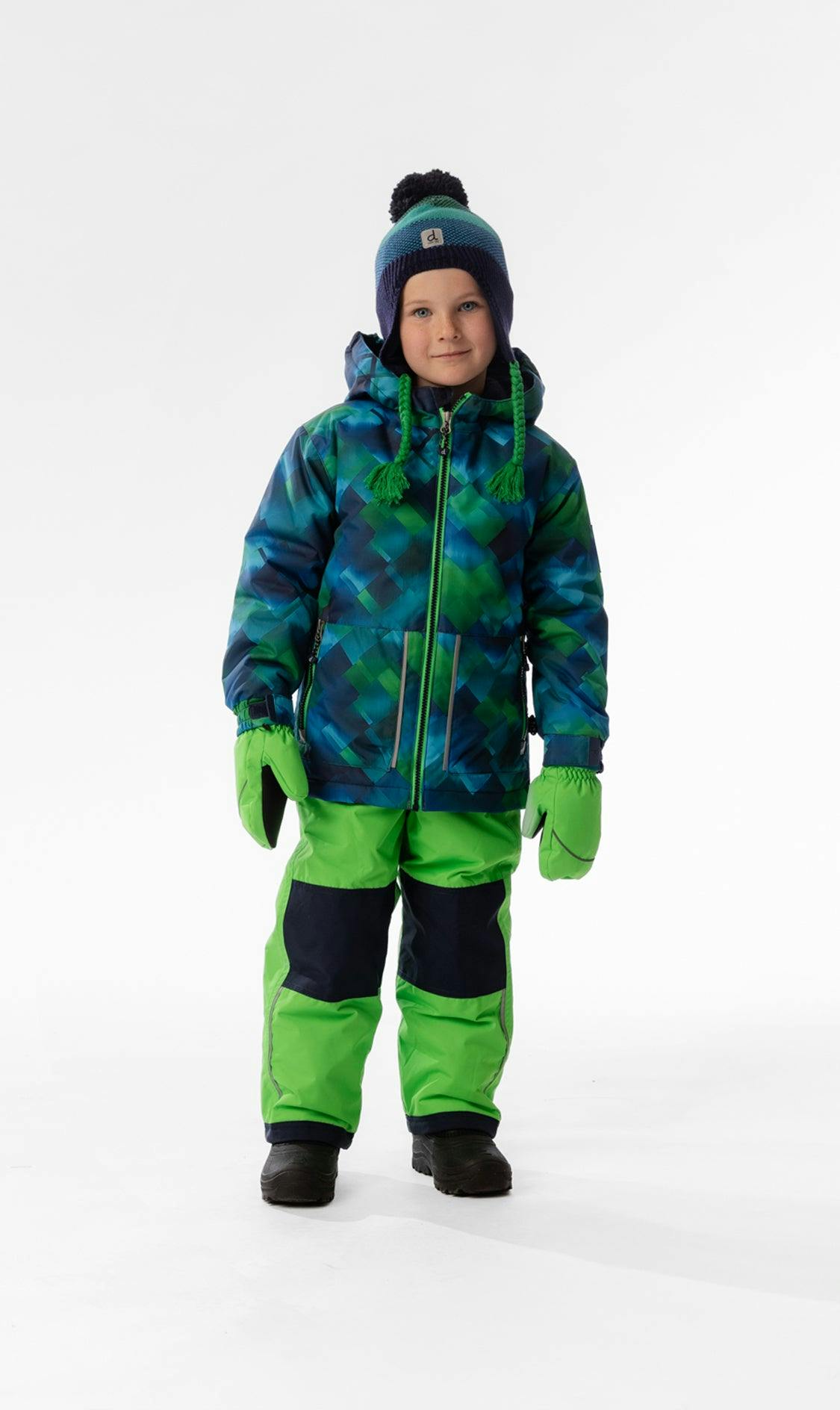 Light Weight Two Piece Chill Snowsuit Blue And Green Checkered Print