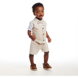 Infant Short Sleeve Buttondown Bowtie Vest Set