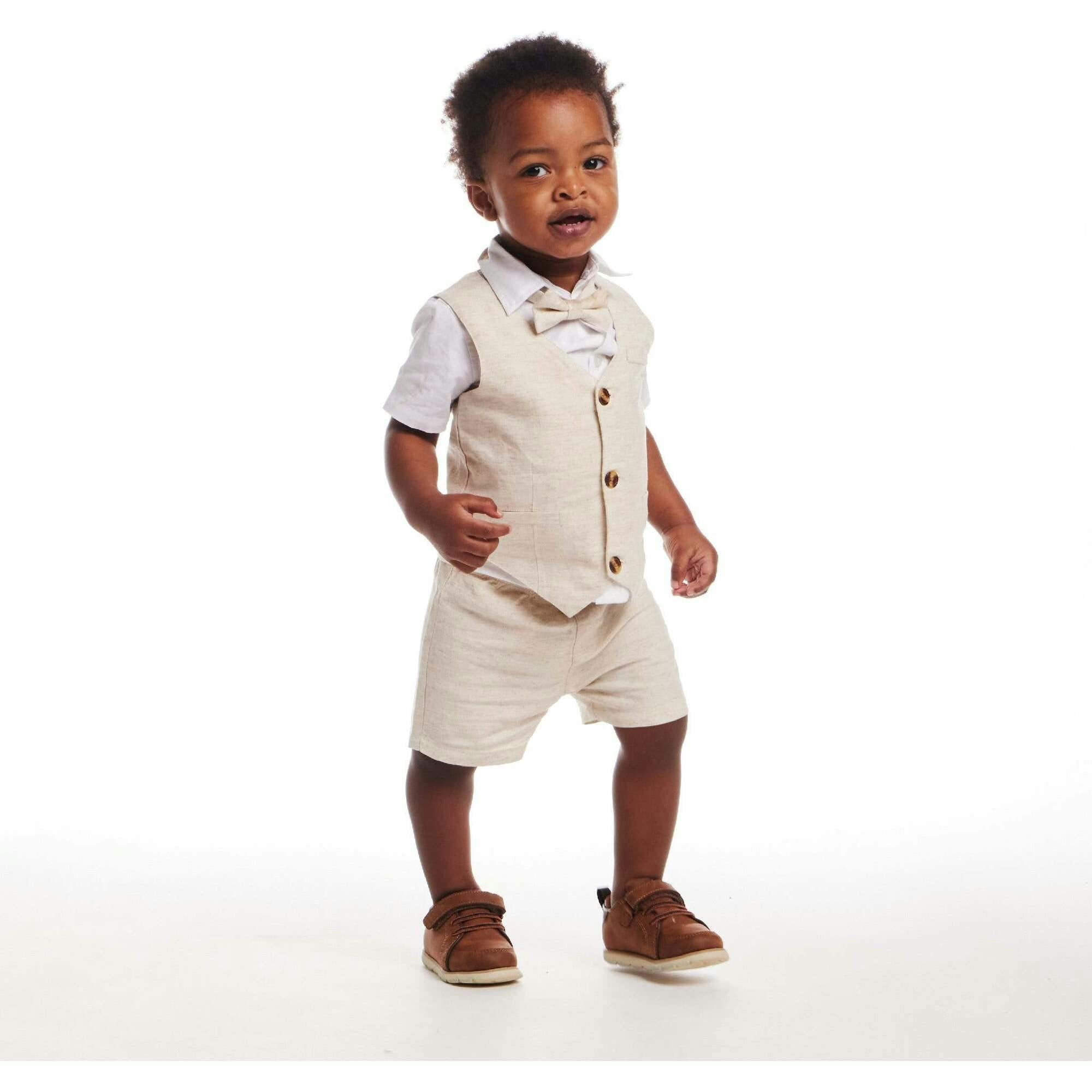 Infant Short Sleeve Buttondown Bowtie Vest Set