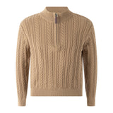 Half-zip Cable Knit Sweater, Brown