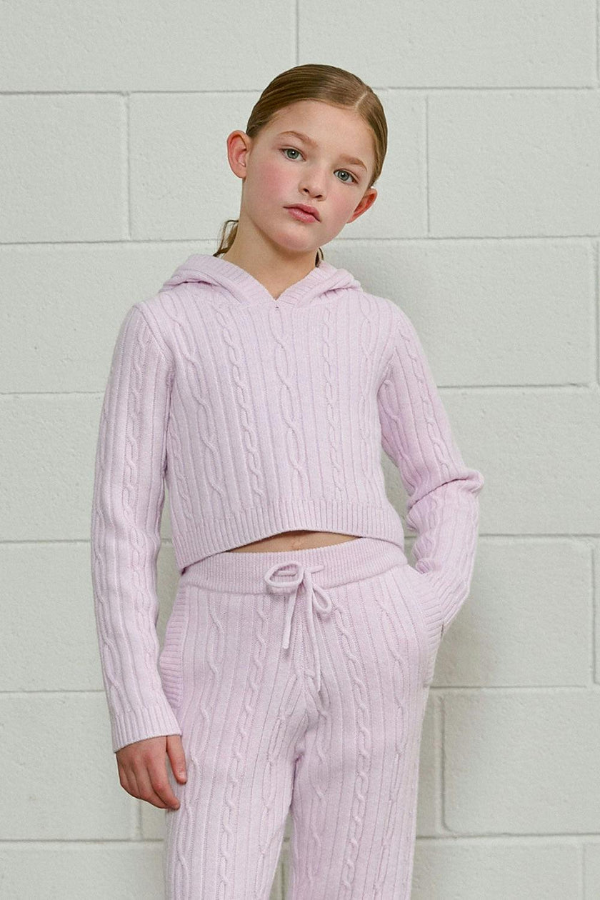 Cable Knit Cropped Hoodie