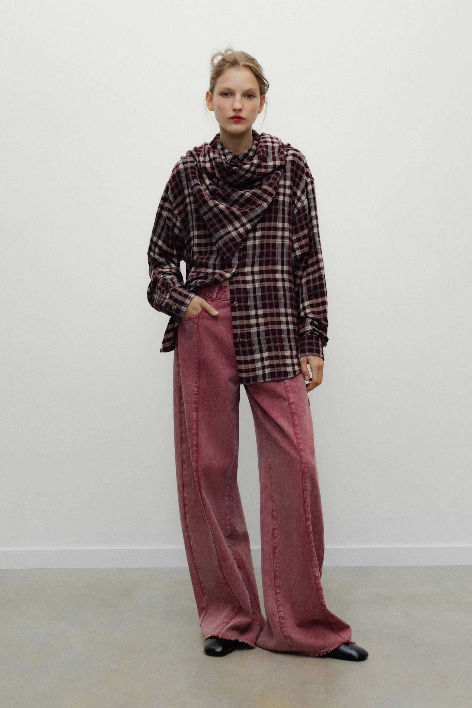 TNS Denim Woman Wide Leg Trouser Rumba Red