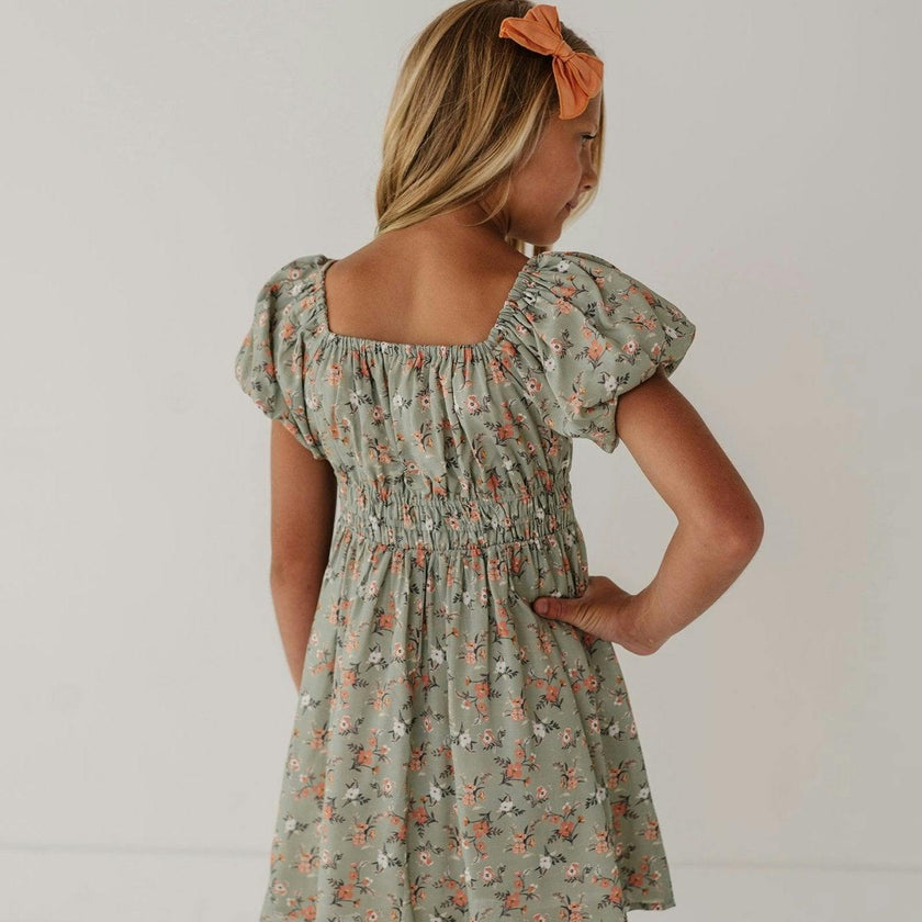 Peasant Bubble Sleeve Dress Isabella Paisley