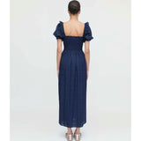 The Scarlett Nap Dress - Navy Sheer Plaid