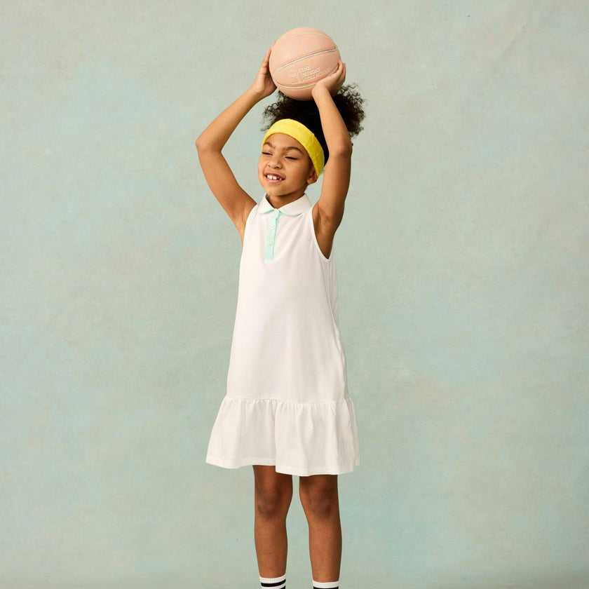 Sleeveless Play Polo Dress in Pastel Trim