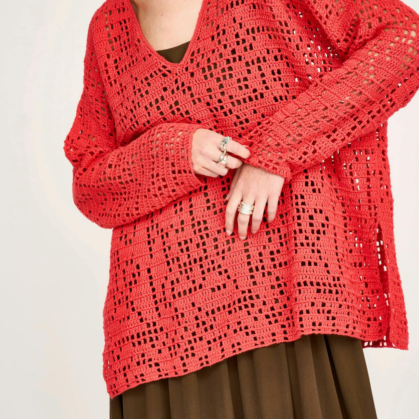 Madrid Hand Crochet Tunic in Chili