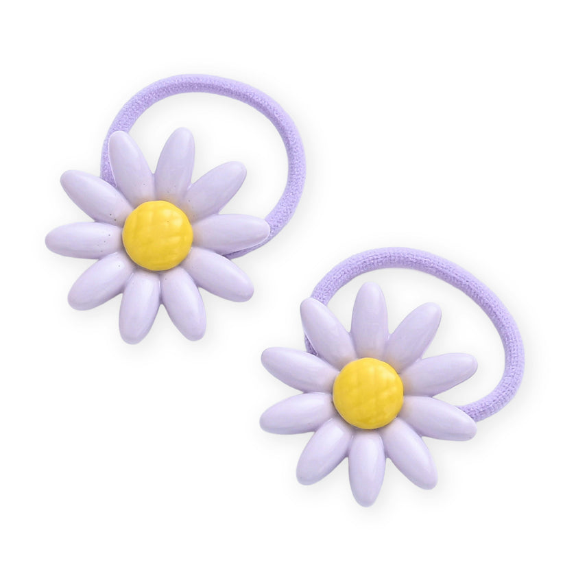 Button & Flower Hair Tie Set