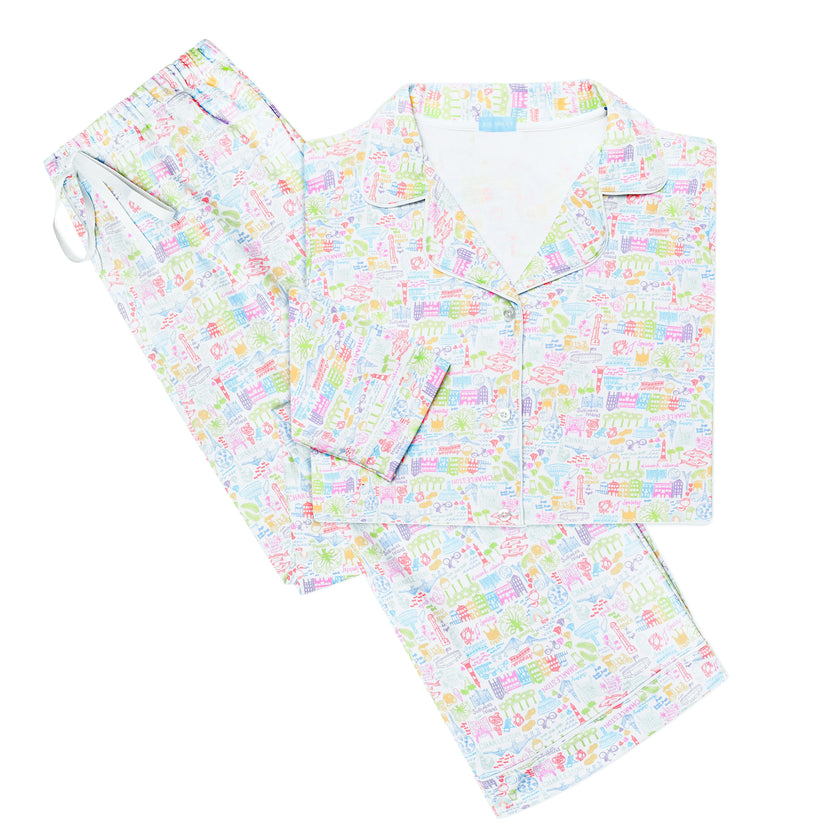 Charleston Women’s Button Front Long Pajama Set