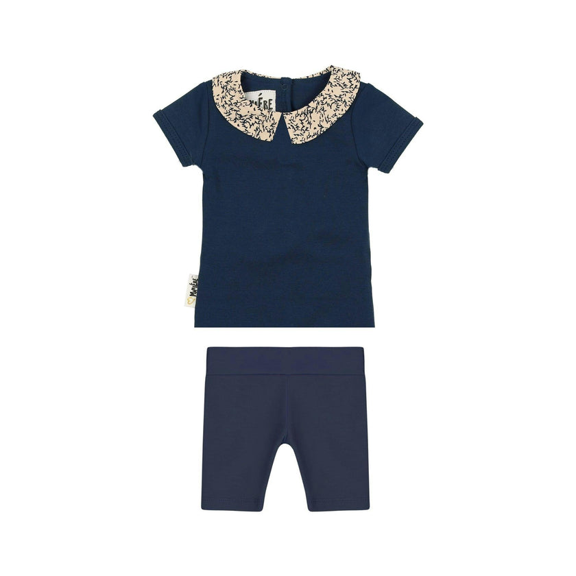 Floral Collar 2-Piece Top & Short Set
