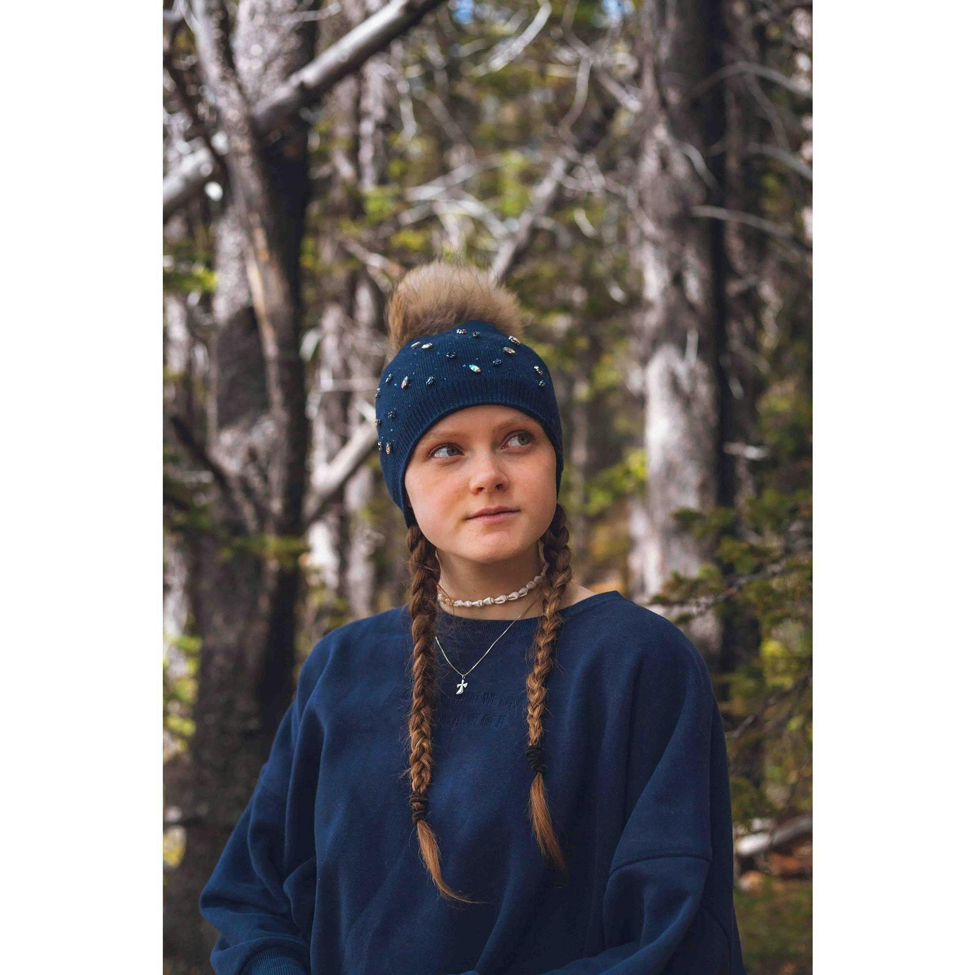 Rhinestone Embellished Hat (Snap On Pom Sold Separately)