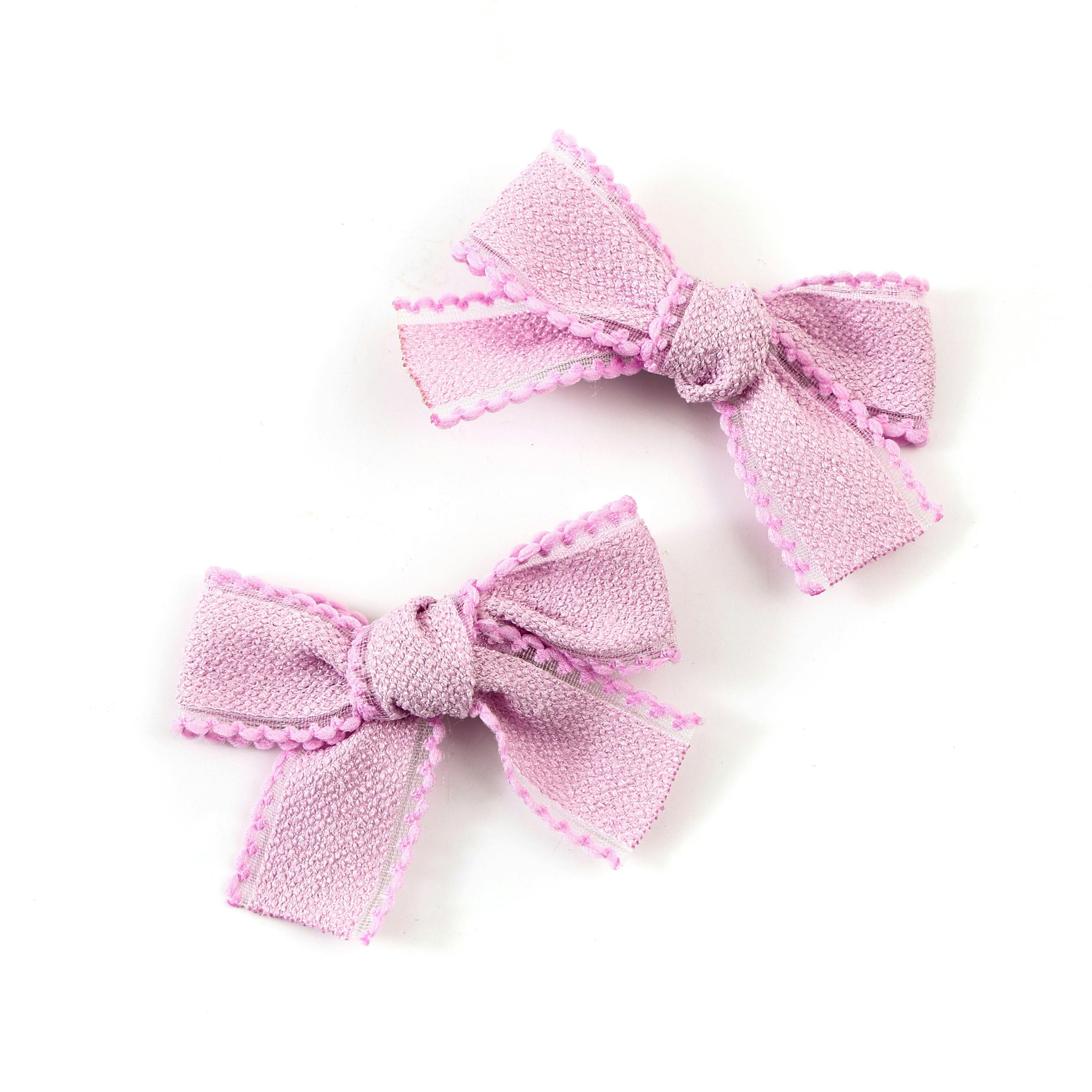 Halo Luxe Esmae Lace Trimmed Linen Double Clip Set - Purple