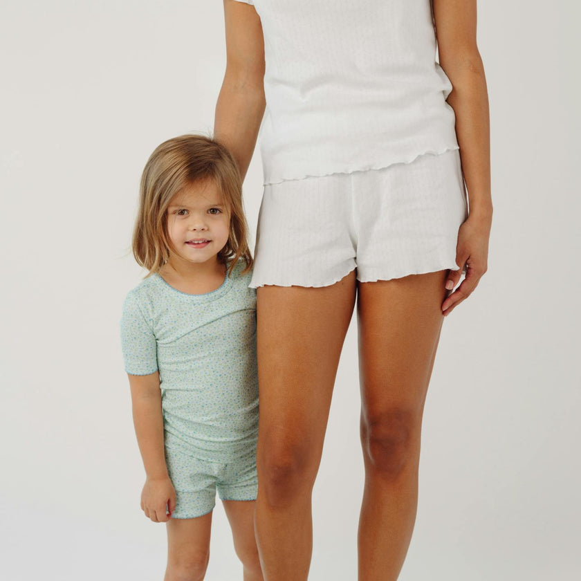 Women's Pima Pointelle Shirt & Short Pajamas Set