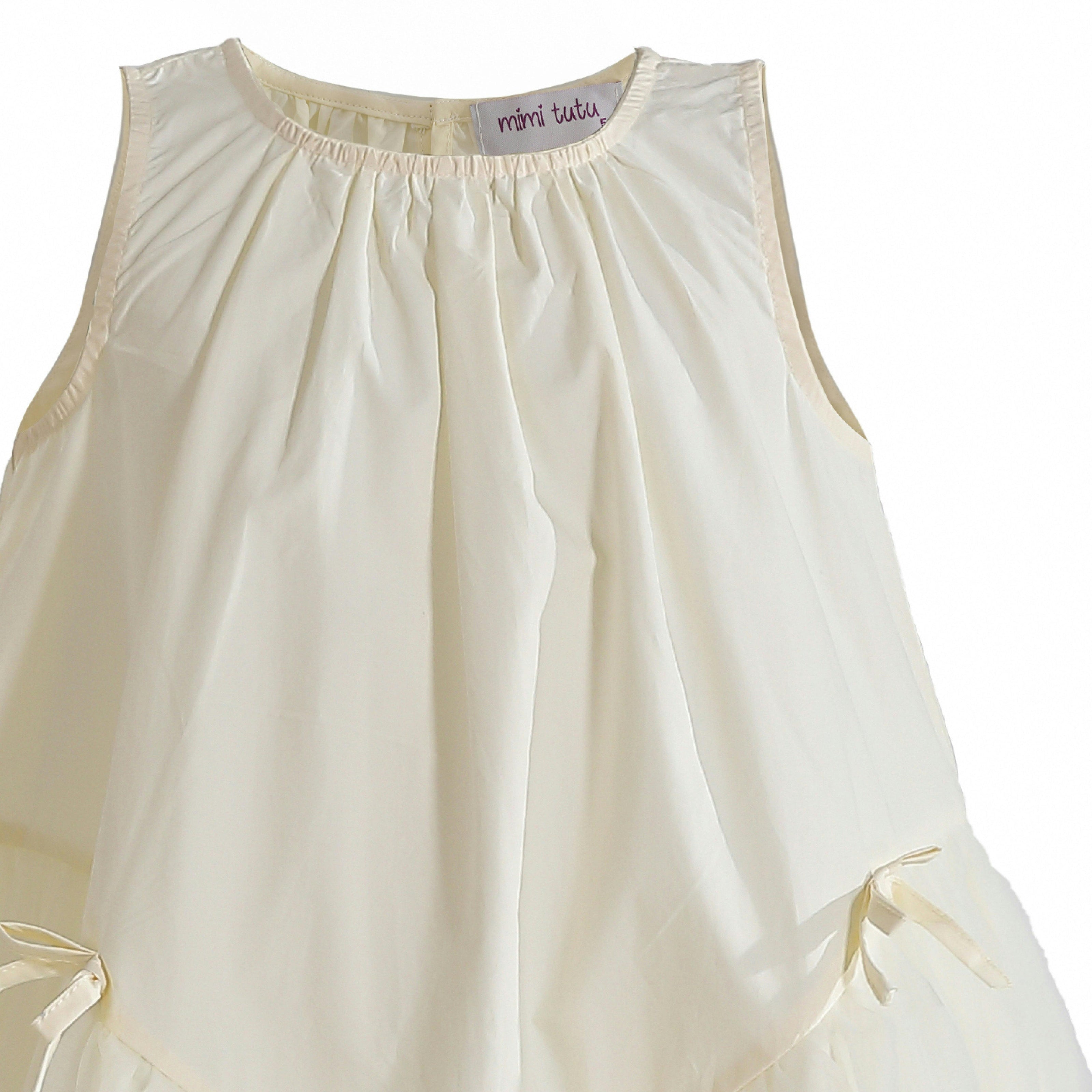 Cream Marielle Layered Bow Tulle Dress